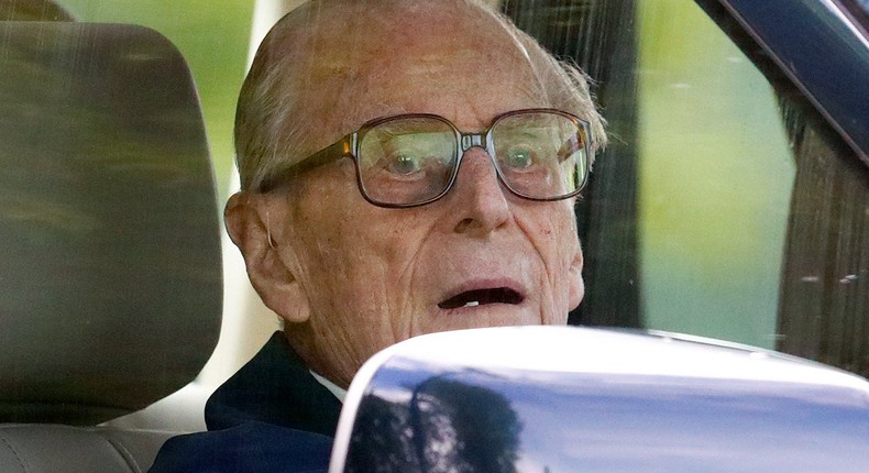 Prince Philip, Duke of Edinburgh seen driving his Land Rover on day 5 of the Royal Windsor Horse Show in Home Park on May 13, 2018 in Windsor, England. This year marks the 75th Anniversary of the Windsor Horse Show which was first held in 1943. (Photo by Max Mumby/Indigo/Getty Images