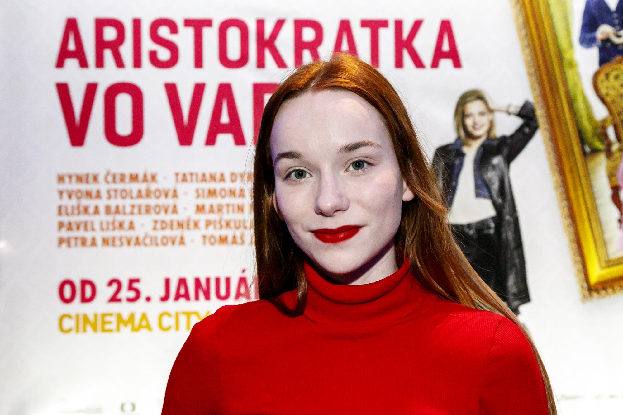 Novinárska projekcia komédie Aristokratka vo vare - herečka Yvona Stolařová.