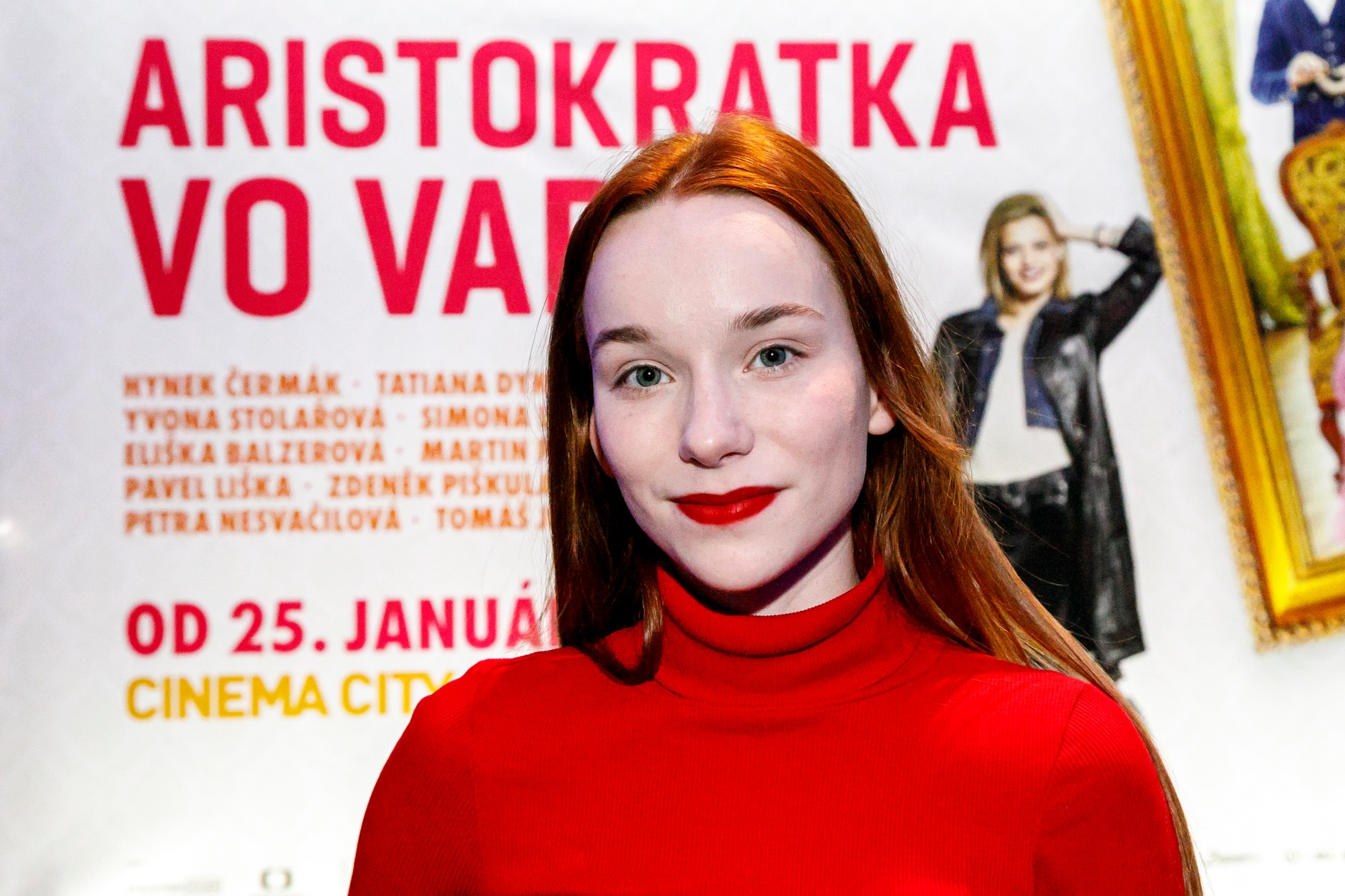 Novinárska projekcia komédie Aristokratka vo vare - herečka Yvona Stolařová.