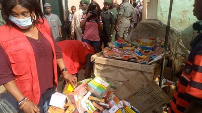 Some of the seized counterfeit drugs during the raid at Utako market [NAN]