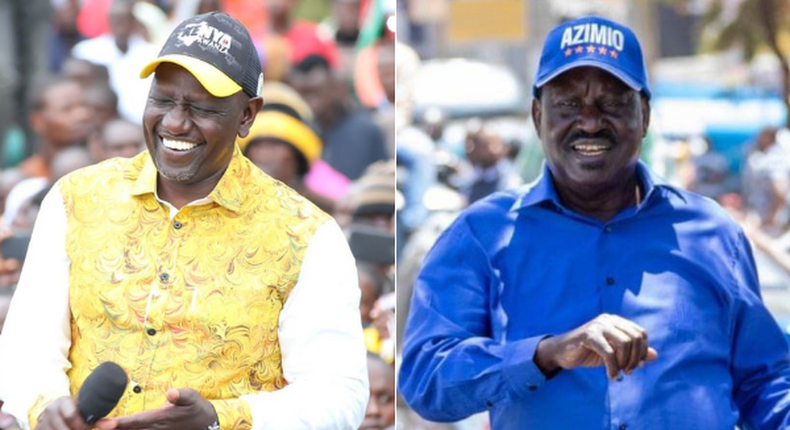 2022 presidential election candidates William Ruto (Kenya Kwanza alliance) and Raila Odinga (Azimio coalition party) 