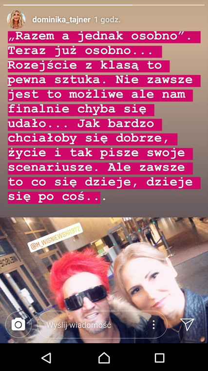 Dominika Tajner-Wiśniewska o rozwodzie na Instagramie