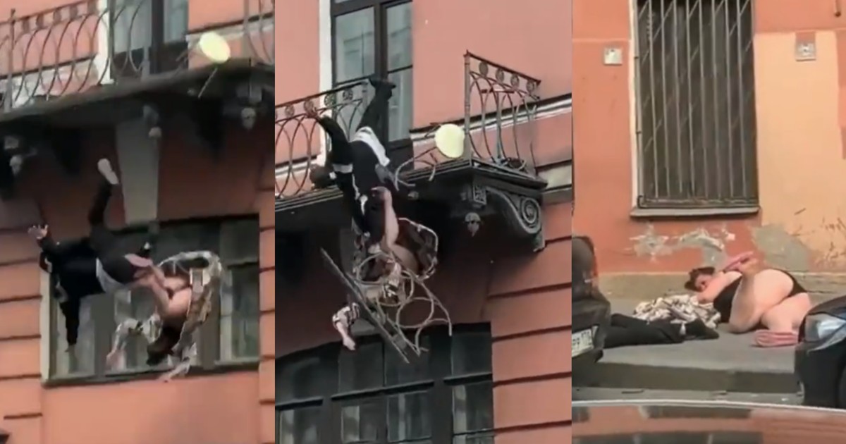 Couple arguing on storey building's balcony falls off, lands on hard ground together - Vimarsana News