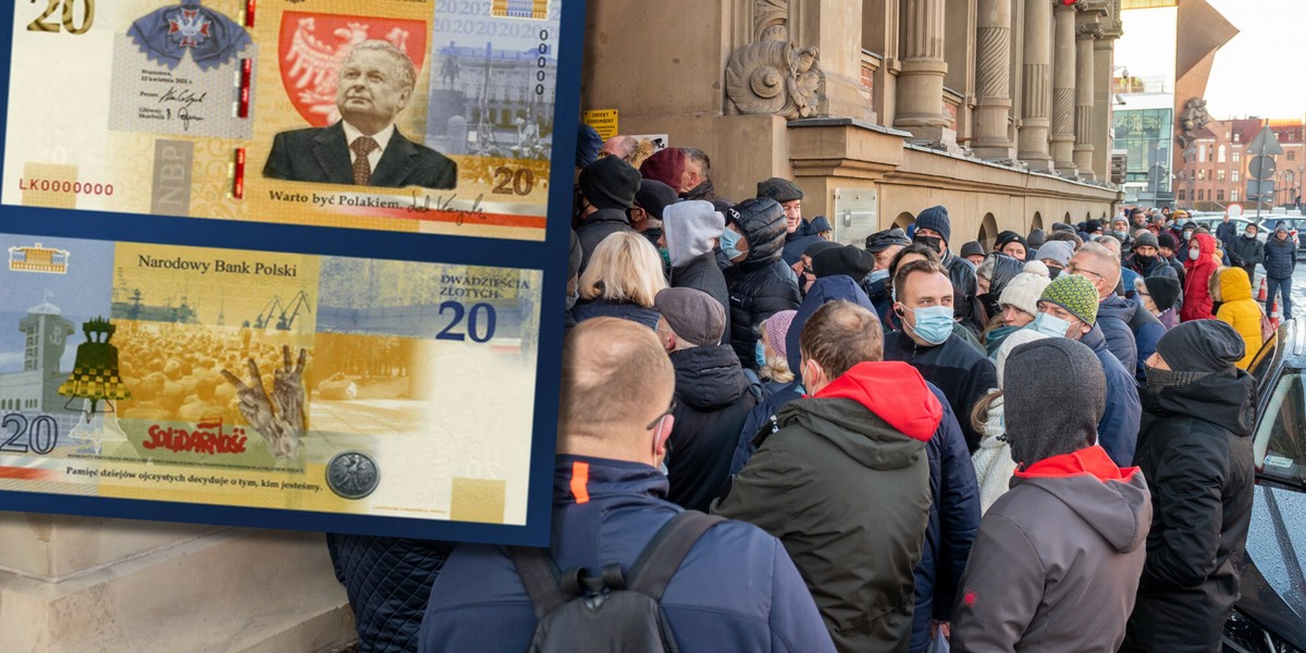 Kolejka chętnych przed placówką NBP w Gdańsku