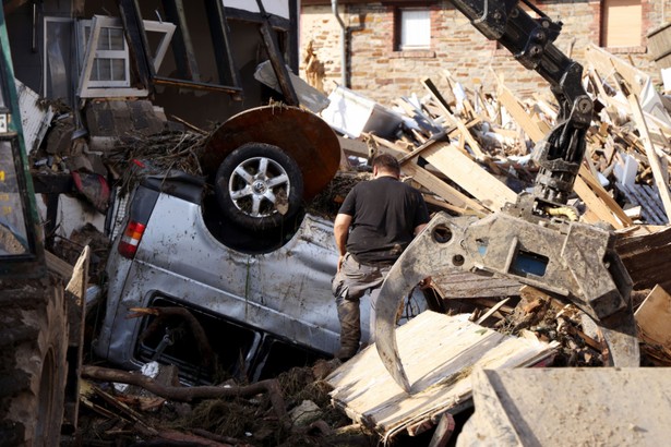 Zniszczone przez powódź miasto Schuld, Niemcy, 17.07.2021