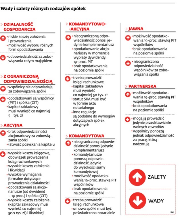 Wady i zalety różnych rodzajów spółek