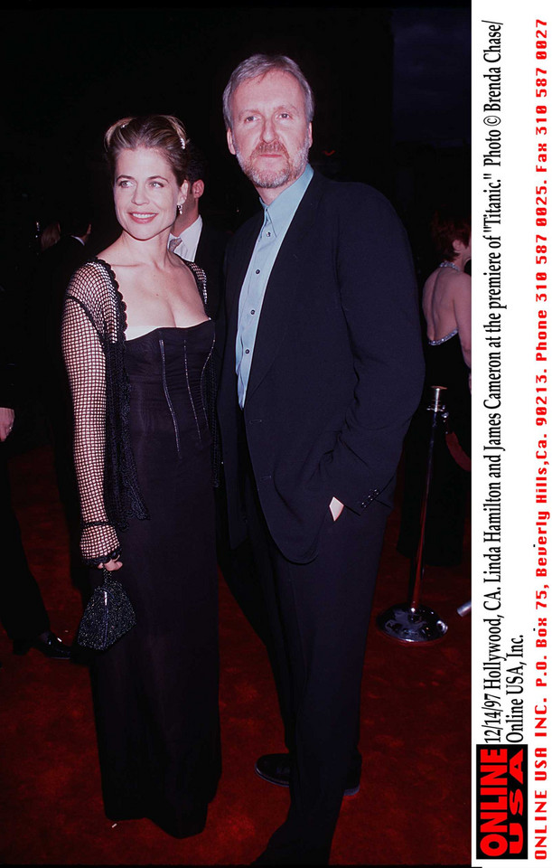 Linda Hamilton i James Cameron na premierze "Titanica", 1997 r. 