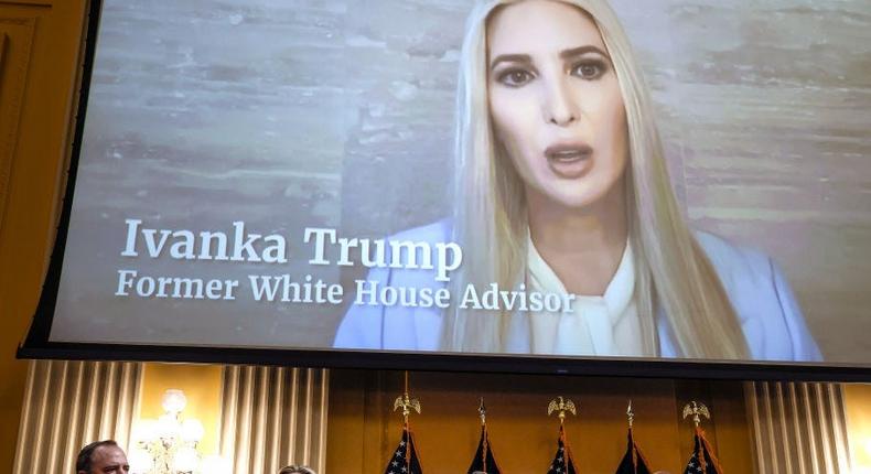 Video from an interview with Ivanka Trump, former President Donald Trump's daughter and advisor, is played during a hearing by the Select Committee to Investigate the January 6th Attack on the U.S. Capitol in the Cannon House Office Building on June 13, 2022 in Washington, DC.Chip Somodevilla/Getty Images