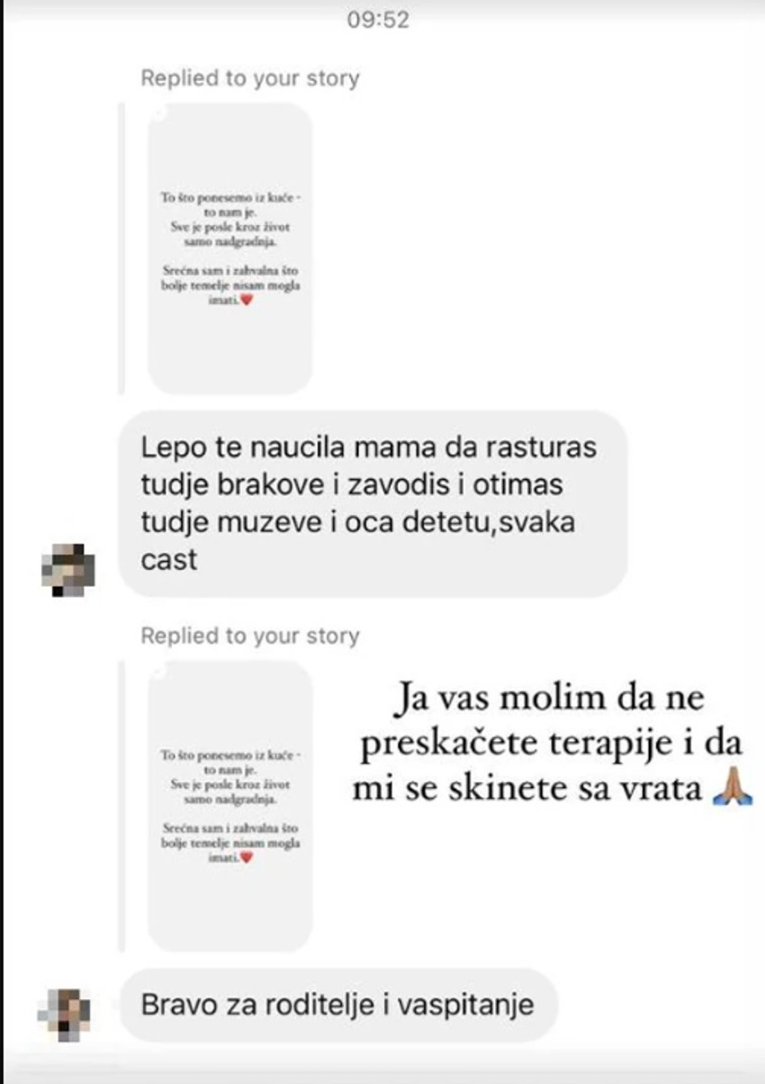 Mina Pokazala poruke koje dobija