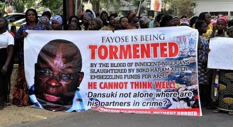 Women calling for Governor Ayo Fayose's arrest in Abuja on January 20, 2017.