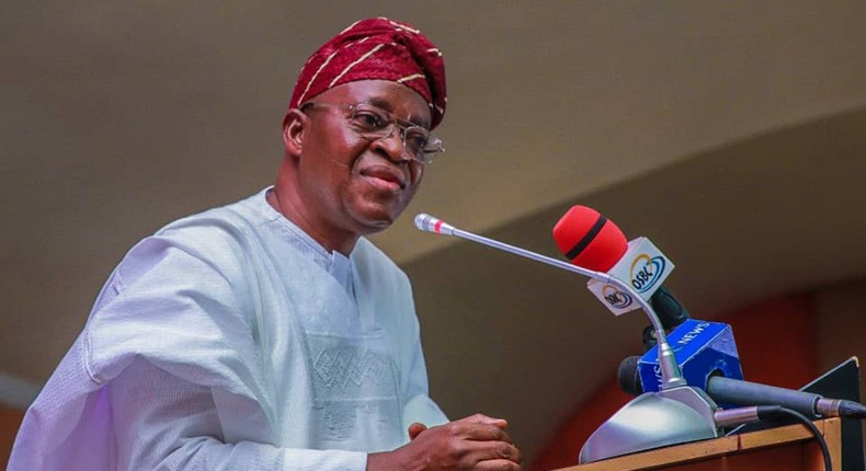 Osun State Governor, Adegboyega Oyetola  announces the release of index case of coronavirus in the state. (Dubawa)