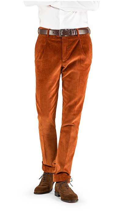 Sztruksowe spodnie męskie w kolorze ceglastym