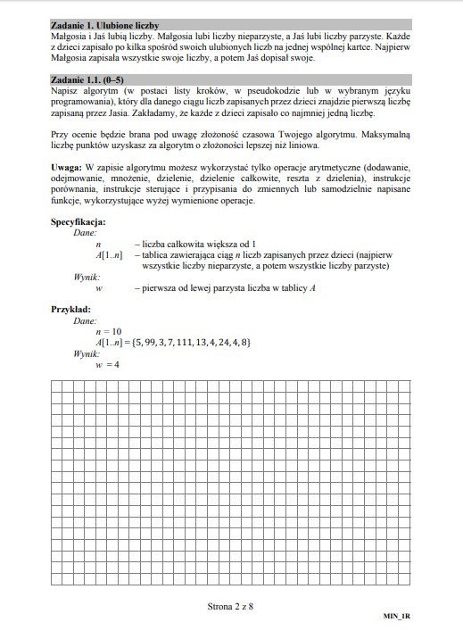 Matura z informatyki - arkusz, cz. I