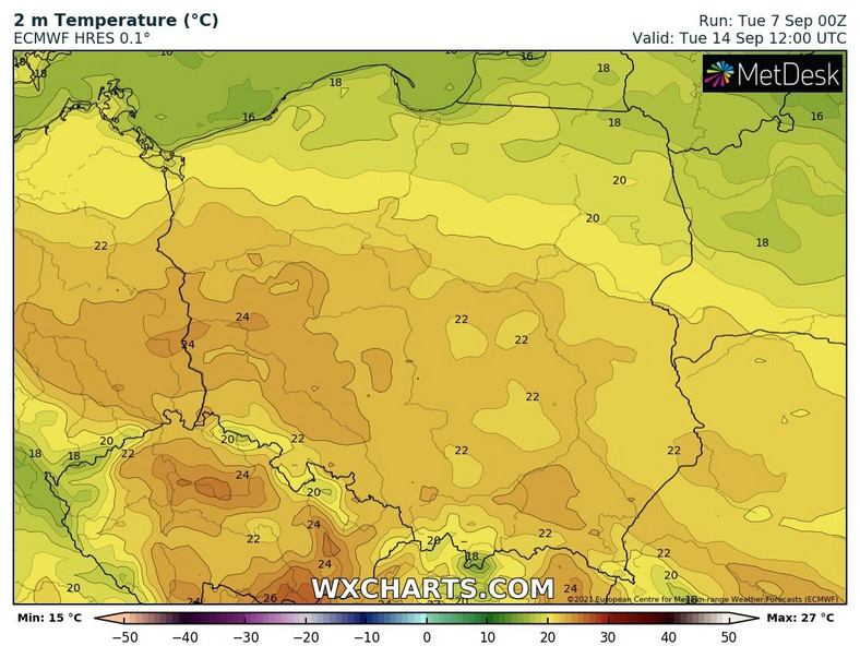 Początek przyszłego tygodnia, zwłaszcza na północy, będzie chłodniejszy