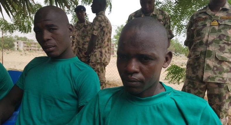 Some of the Boko Haram members who surrendered recently. The military did not allow Ali Goni’s photograph to be taken as he is a minor