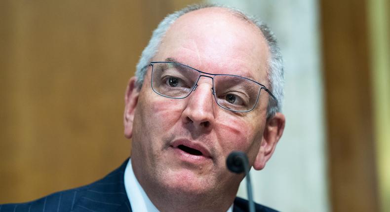 Louisiana Gov. John Bel Edwards, testifies during the Senate Energy and Natural Resources Committee hearing to examine offshore energy development in federal waters and leasing under the Outer Continental Shelf Lands Act, in Dirksen Senate Office Building on Thursday, May 13, 2021.