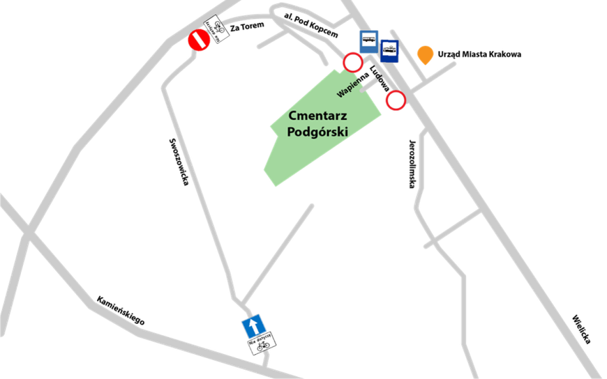 Wszystkich Świętych 2022. Zmiany organizacji ruchu w Krakowie