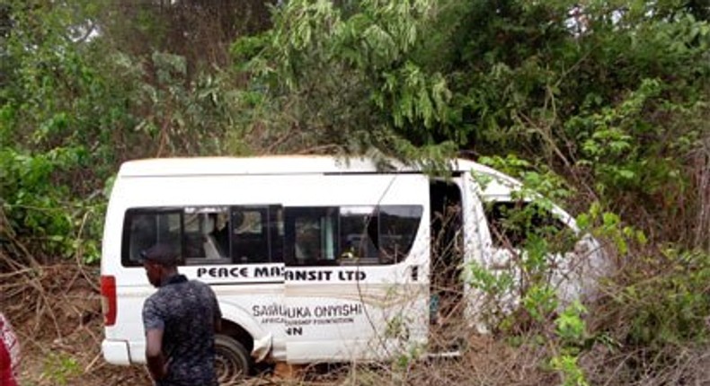 The crashed bus