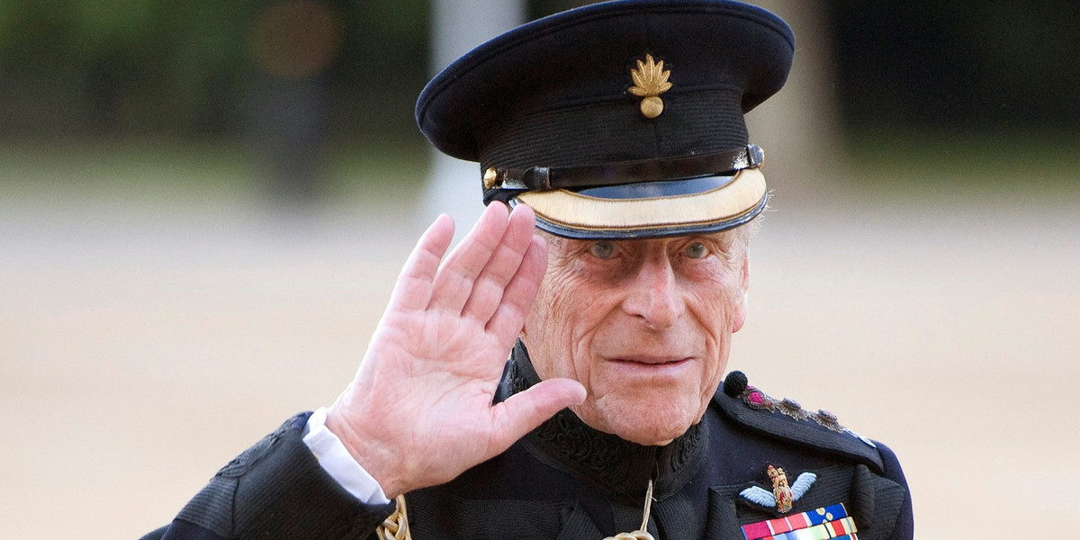 FILE PHOTO: Britain's Prince Philip arrives on the eve of his birthday to take the salute of the Hou