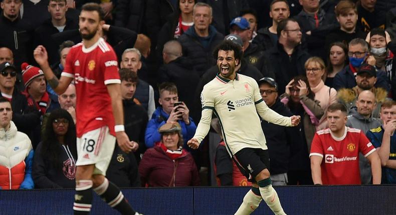 Mohamed Salah became the highest-scoring African player in Premier League history after his hat-trick helped Liverpool beat Manchester United 5-0 Creator: Oli SCARFF