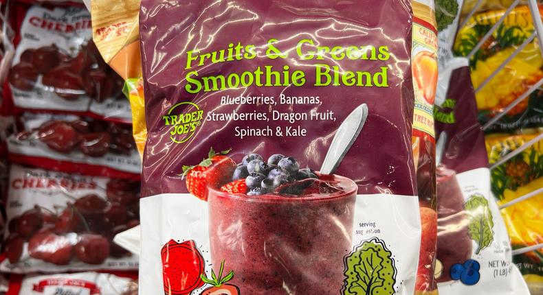 I pick up healthy, convenient items like Trader Joe's fruits-and-greens smoothie blend.Ilene Smith