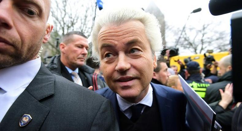 Dutch far-right Freedom Party (Partij Voor De Vrijheid - PVV) leader Geert Wilders pictured at the launch of his parliamentary election campaign in Spijkenisse, Netherlands on February 18, 2017