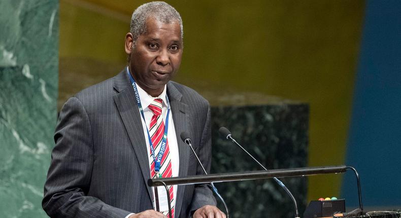 Ambassador Tijjani Mohammad Bande, newly-elected President of the 74th session of the United Nations General Assembly. (December 2018) - UN Photo/Rick Bajornas