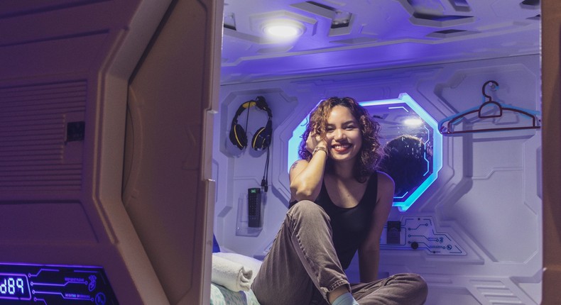 Me inside a pod.Marielle Descalsota/Insider