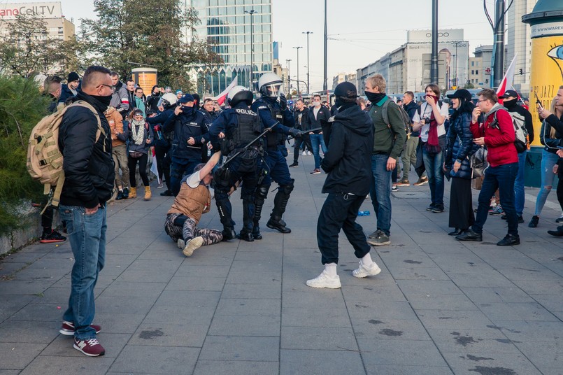 Protest w centrum Warszawy (fot. Justyna Karpińska)