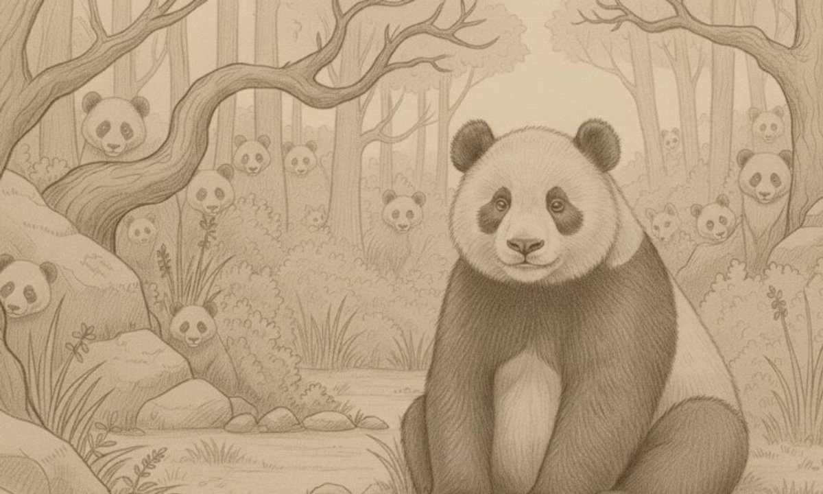 Policz wszystkie pandy na obrazku. W pewnym momencie zaczynają się schody