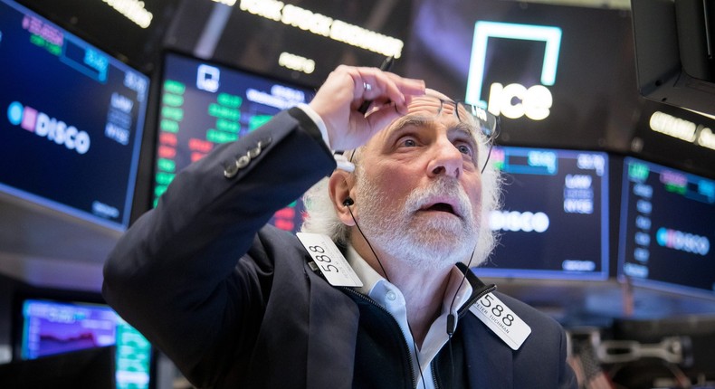 A trader works at the New York Stock Exchange NYSE in New York, the United States, on March 9, 2022.