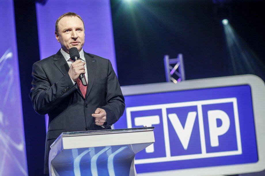 Jacek Kurski na jednej z konferencji TVP