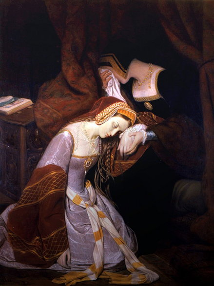 Anna Boleyn po aresztowaniu w Tower of London (obraz Edouarda Cibota z 1835 r)