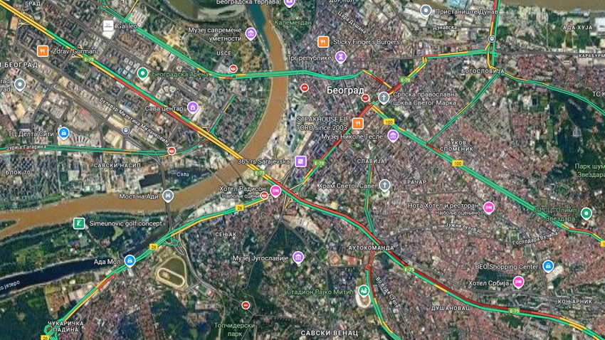 Mapa gužve u Beogradu