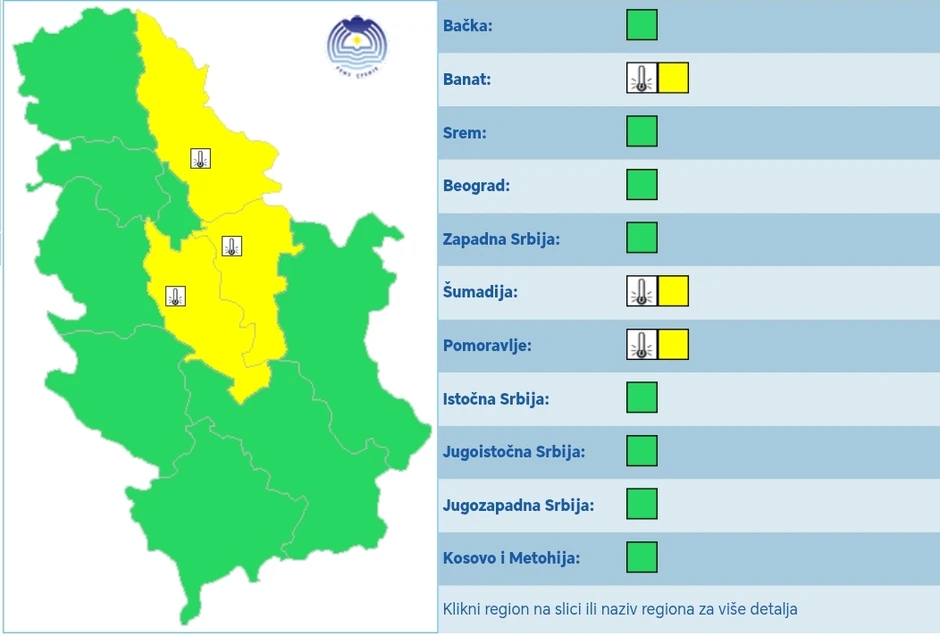 "Žuti" meteoalarm za utorak