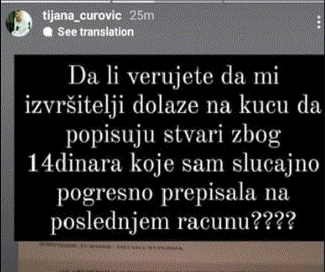 Objava Tijane Čurović
