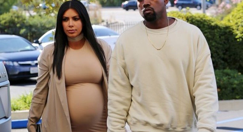 Kanye West and Kim Kardashian arriving at the birthday bash