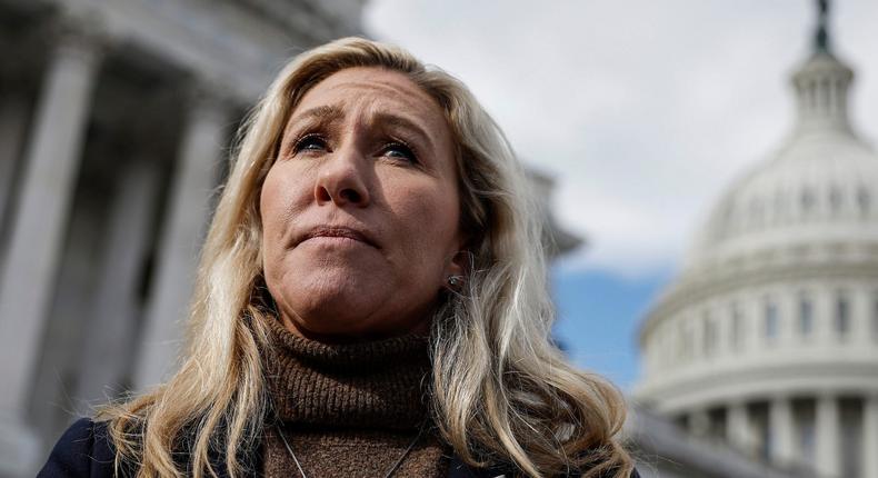 Republican Rep. Marjorie Taylor Greene of Georgia outside the Capitol in January 2023.Anna Moneymaker/Getty Images