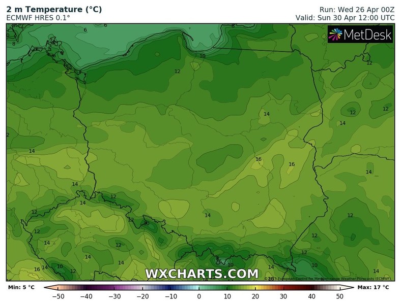 Koniec maja przyniesie wzrost temperatury, ale na przekroczenia 20 st. C, jak w miniony weekend, raczej nie ma szans