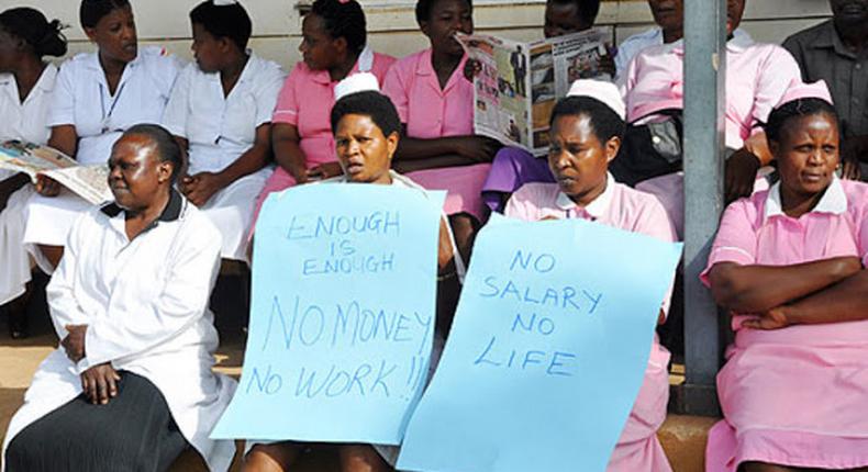 Nurses during a strike in 2019