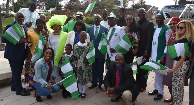 Hempstead Senior Councilwoman, Dorothy Goosby (5th left); Consul General of Nigeria in New York, Mr Benaoyagha Okoyen (in green tie), and others at the occasion.  [NAN]