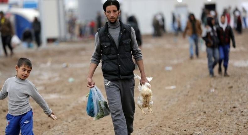 A displaced Iraqi man pictured at the Khazir camp, located between Arbil and Mosul, on December 1, 2016