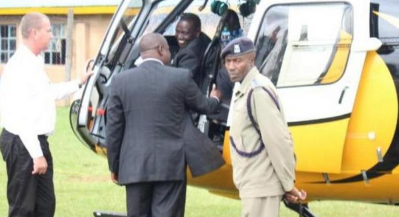 File image of DP Ruto leaving a event aboard a helicopter