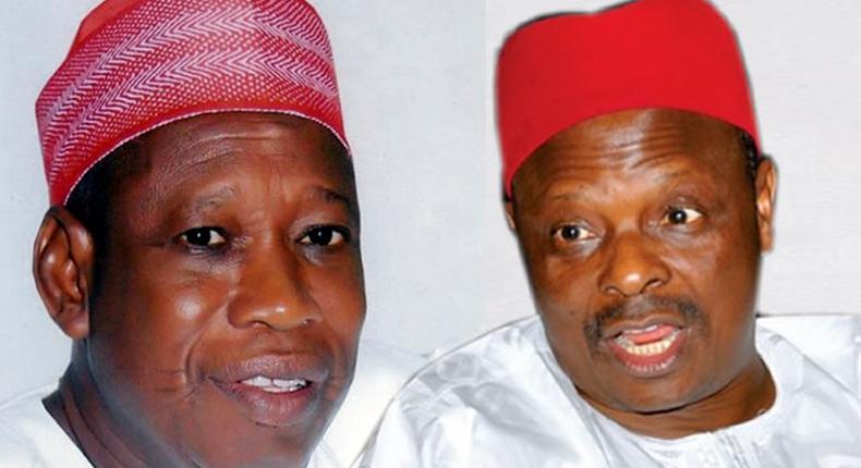 Umar Ganduje and Rabiu Kwankwaso  are political rivals in Kano State (Punch)