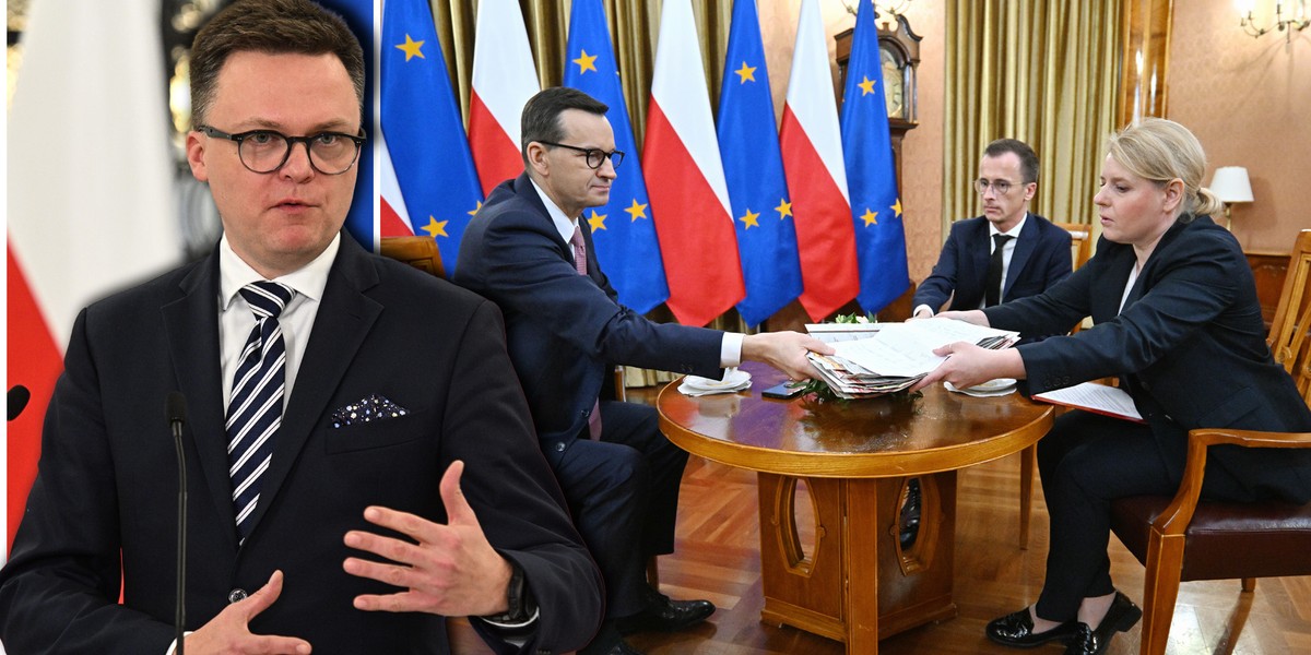 Wywiad Morawieckiego dla "Faktu". Hołownia reaguje. Wymownie się uśmiechnął.