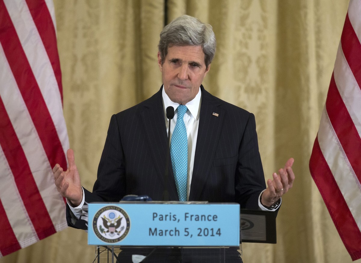 Konferencja Johna Kerry'ego po spotkaniu z Siergiejem Ławrowem. Fot. EPA/IAN LANGSDON/PAP/EPA
