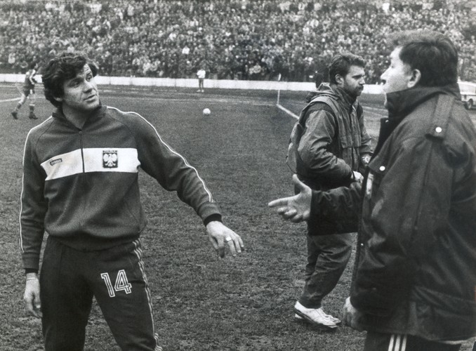 Włodzimierz Smolarek i trener reprezentacji Wojciech Łazarek