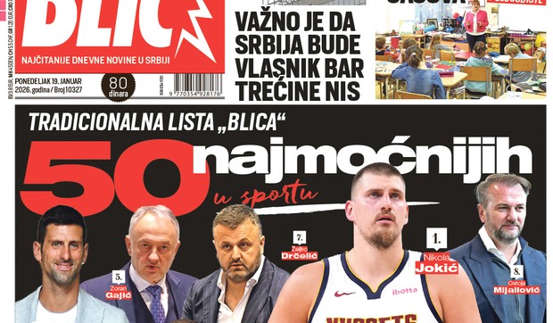 Blic naslovna strana za 19.1.