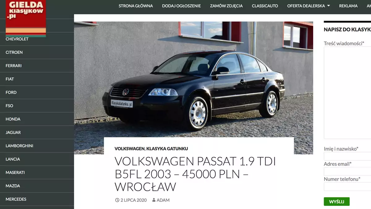 Na sprzedaż VW Passat 1.9 TDI za 45 000 zł