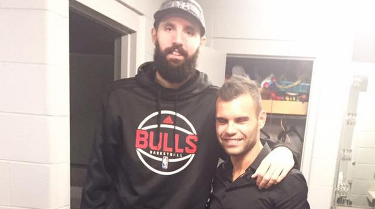 Nikolics hamar összebarátkozott a montenegrói Nikola
Miroticcsal, a Bulls kosarasával /Fotó: Facebook
